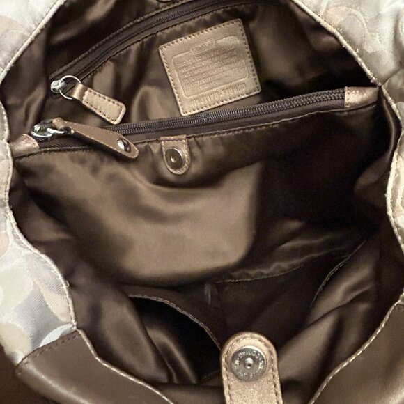 Coach F18450 Ashley Signature Sateen Satchel Bag Brown Khaki - Picture 9 of 16